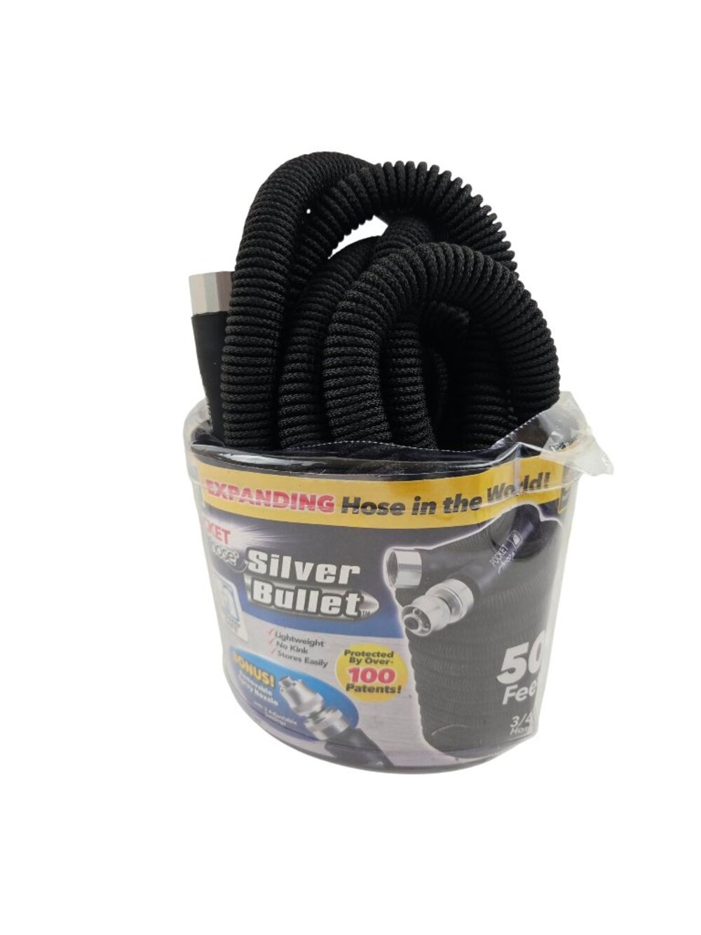 Pocket Hose Silver Bullet Expandable 50 Ft Garden No Kink Lightweight Garden